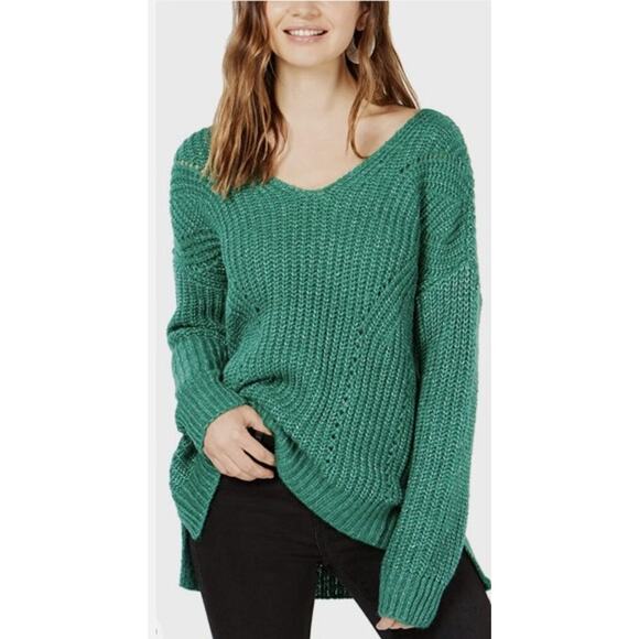 Hippie Rose Sweaters - Hippie Rose Womens Crisscross Back Chunky Knit Sweater Pullover Green M $44 NWT